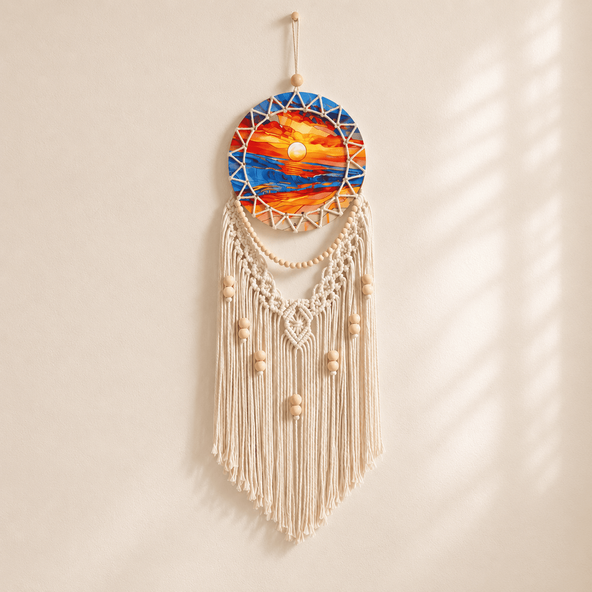 Solana - Coastal Macramé Sunset Wall Hanging — Sunset in a clean warm-neutral product setting