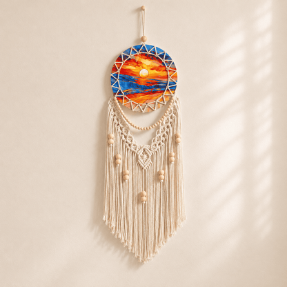 Solana - Coastal Macramé Sunset Wall Hanging — Sunset in a clean warm-neutral product setting