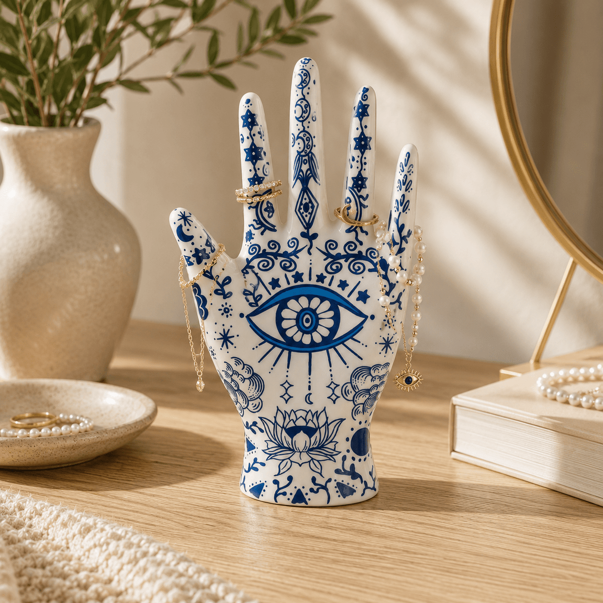 Amara - Hamsa Ceramic Jewelry Holder - Urban Alcove