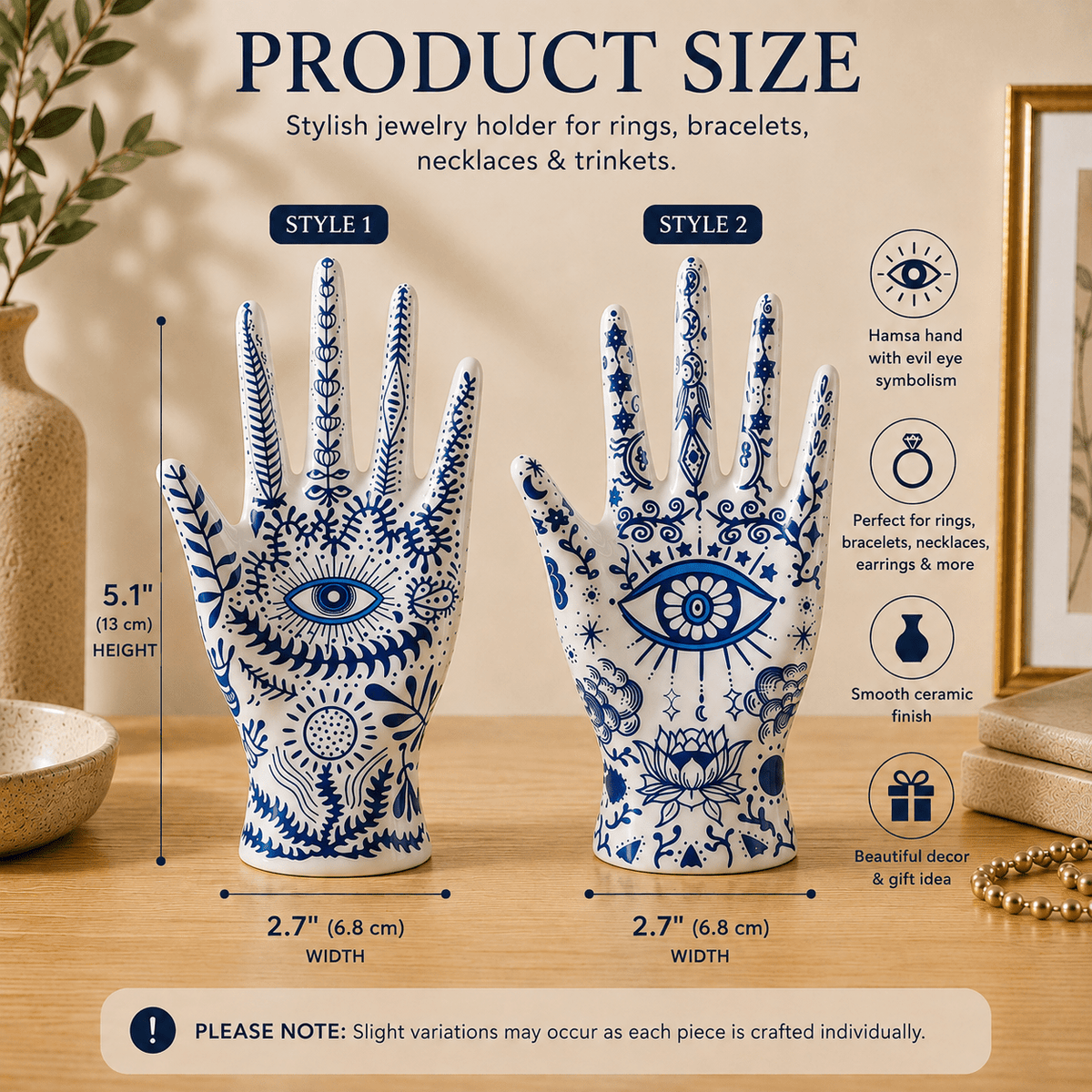Amara - Hamsa Ceramic Jewelry Holder - Urban Alcove