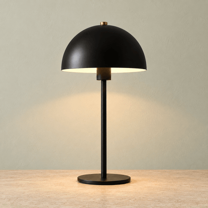 Lumi - Modern Mushroom Table Lamp — Black / US Plug in a clean warm-neutral product setting