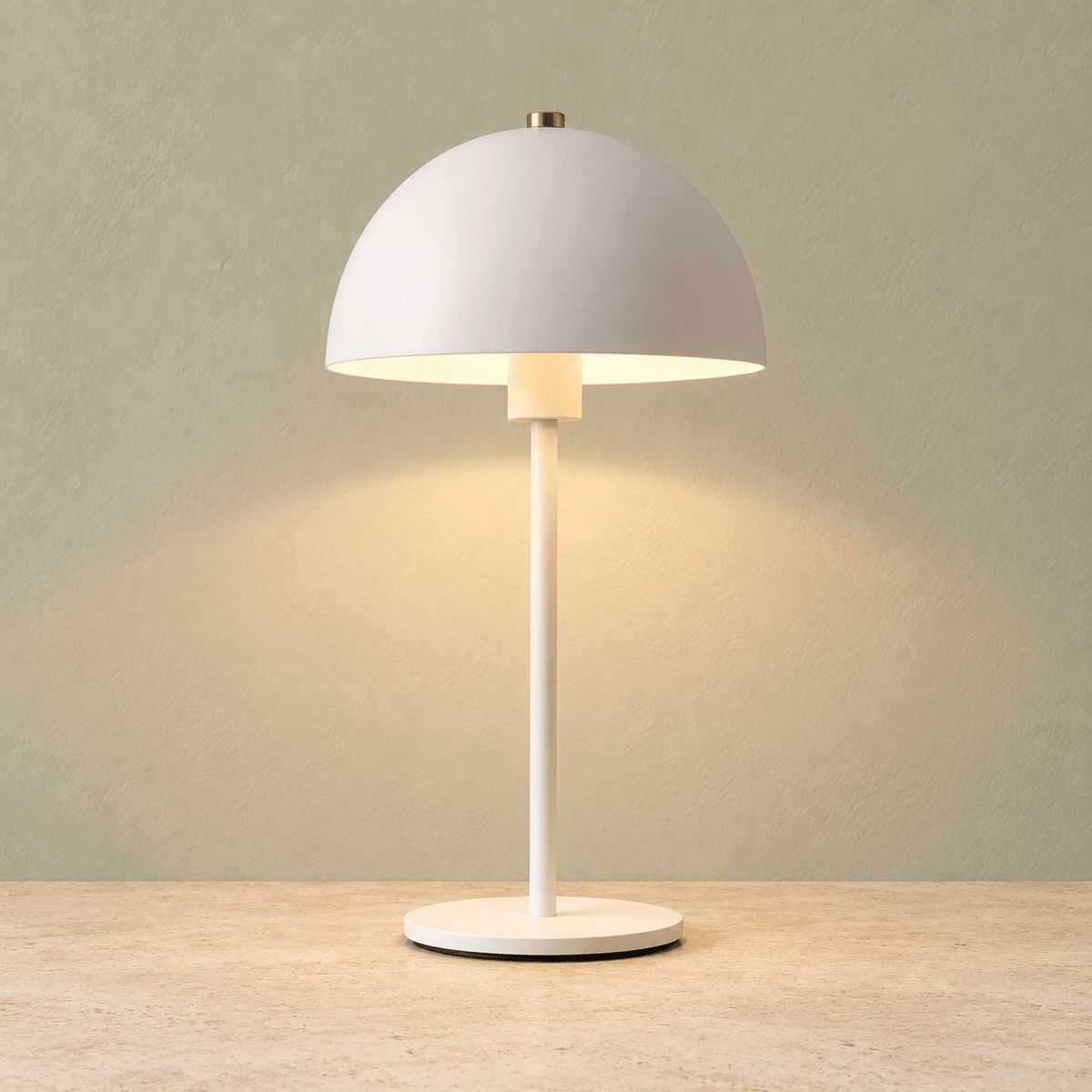 Lumi - Modern Mushroom Table Lamp — White / US Plug in a clean warm-neutral product setting