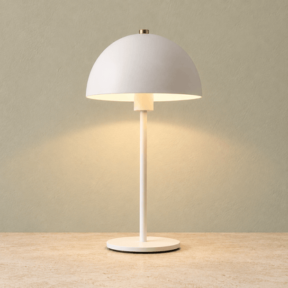 Lumi - Modern Mushroom Table Lamp — White / US Plug in a clean warm-neutral product setting