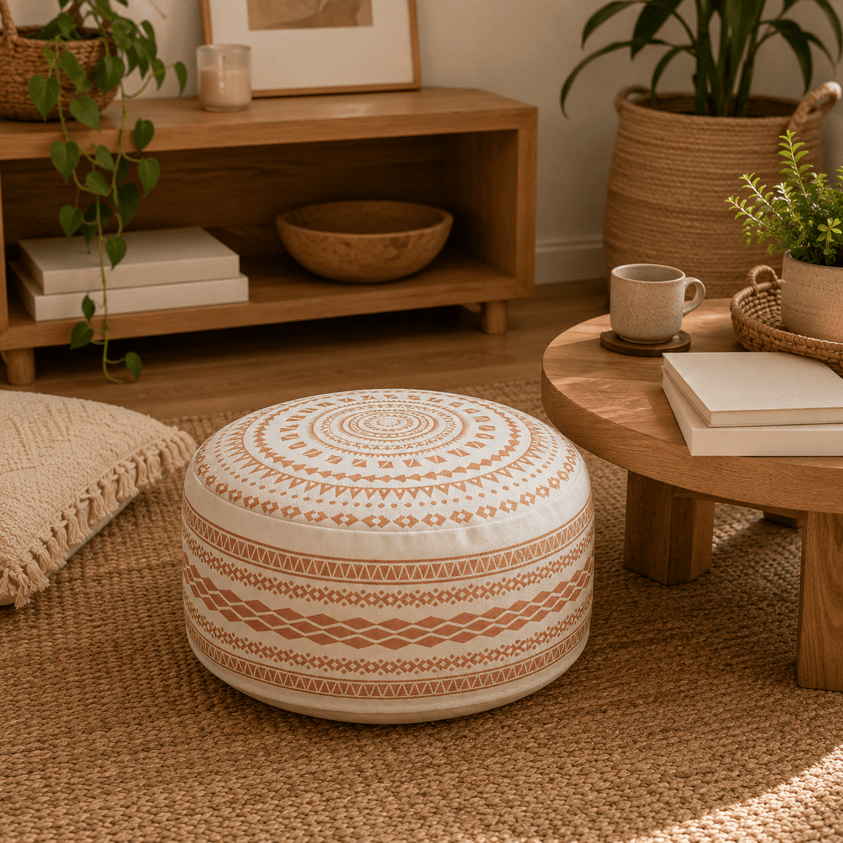 Koa - Geometric Boho Pouf Cover - Urban Alcove