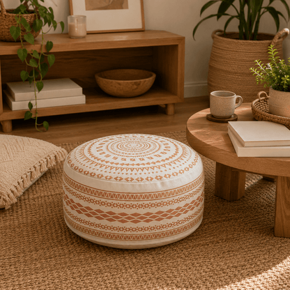 Koa - Geometric Boho Pouf Cover - Urban Alcove