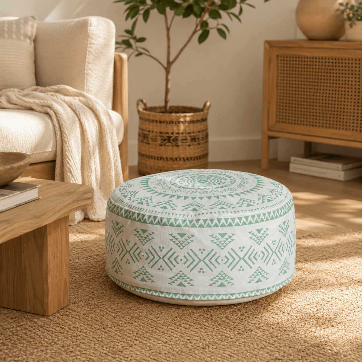 Koa - Geometric Boho Pouf Cover - Urban Alcove