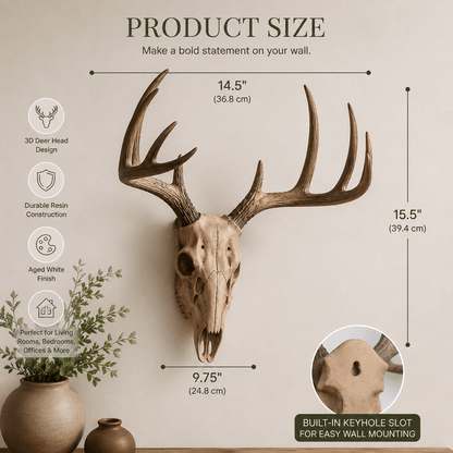 Elkwood - 3D Resin Deer Head Wall Sculpture - Urban Alcove