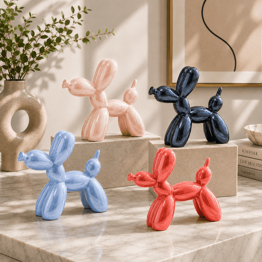 Art Deco Pup - Metallic Ceramic Balloon Dog Sculpture - Image