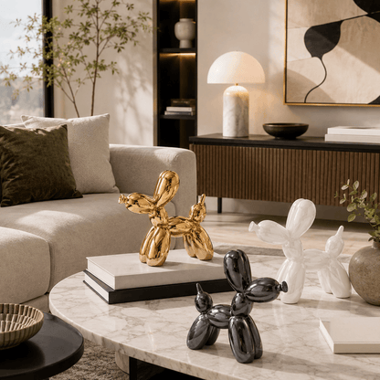 Art Deco Pup - Metallic Ceramic Balloon Dog Sculpture - Urban Alcove