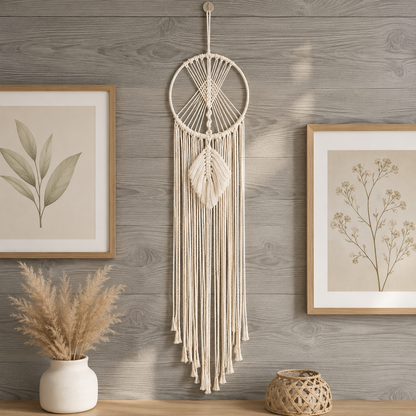 Large Macrame Dream Catcher Wall Tapestry - Bohemian Design, Boho Wall Hanging for Bedroom, Living Room & Dorm Room Decor
