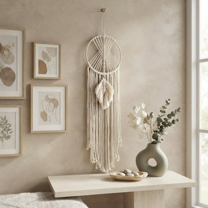 Large Macrame Dream Catcher Wall Tapestry - Bohemian Design, Boho Wall Hanging for Bedroom, Living Room & Dorm Room Decor