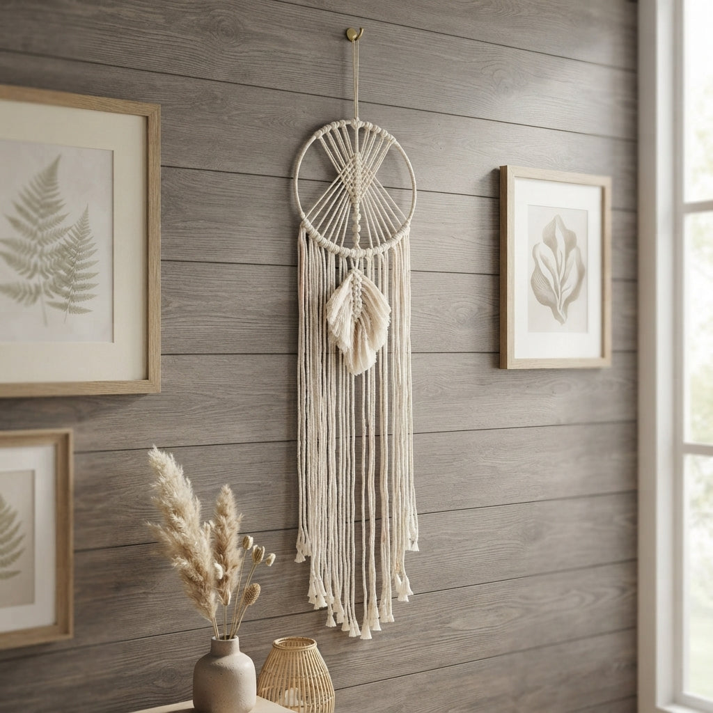 Large Macrame Dream Catcher Wall Tapestry - Bohemian Design, Boho Wall Hanging for Bedroom, Living Room & Dorm Room Decor