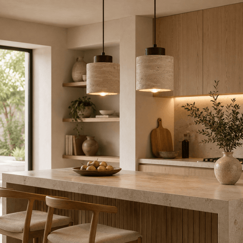 Zen Stone - Travertine Pendant Light