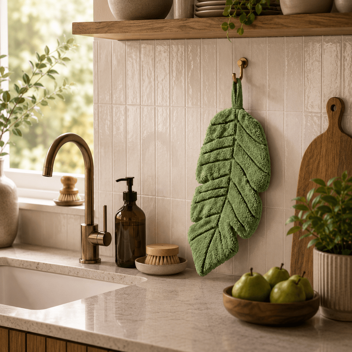 Sage Leaf - Leaf-Shaped Hanging Hand Towel - Urban Alcove
