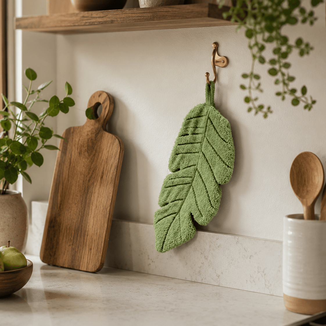 Sage Leaf - Leaf-Shaped Hanging Hand Towel - Urban Alcove