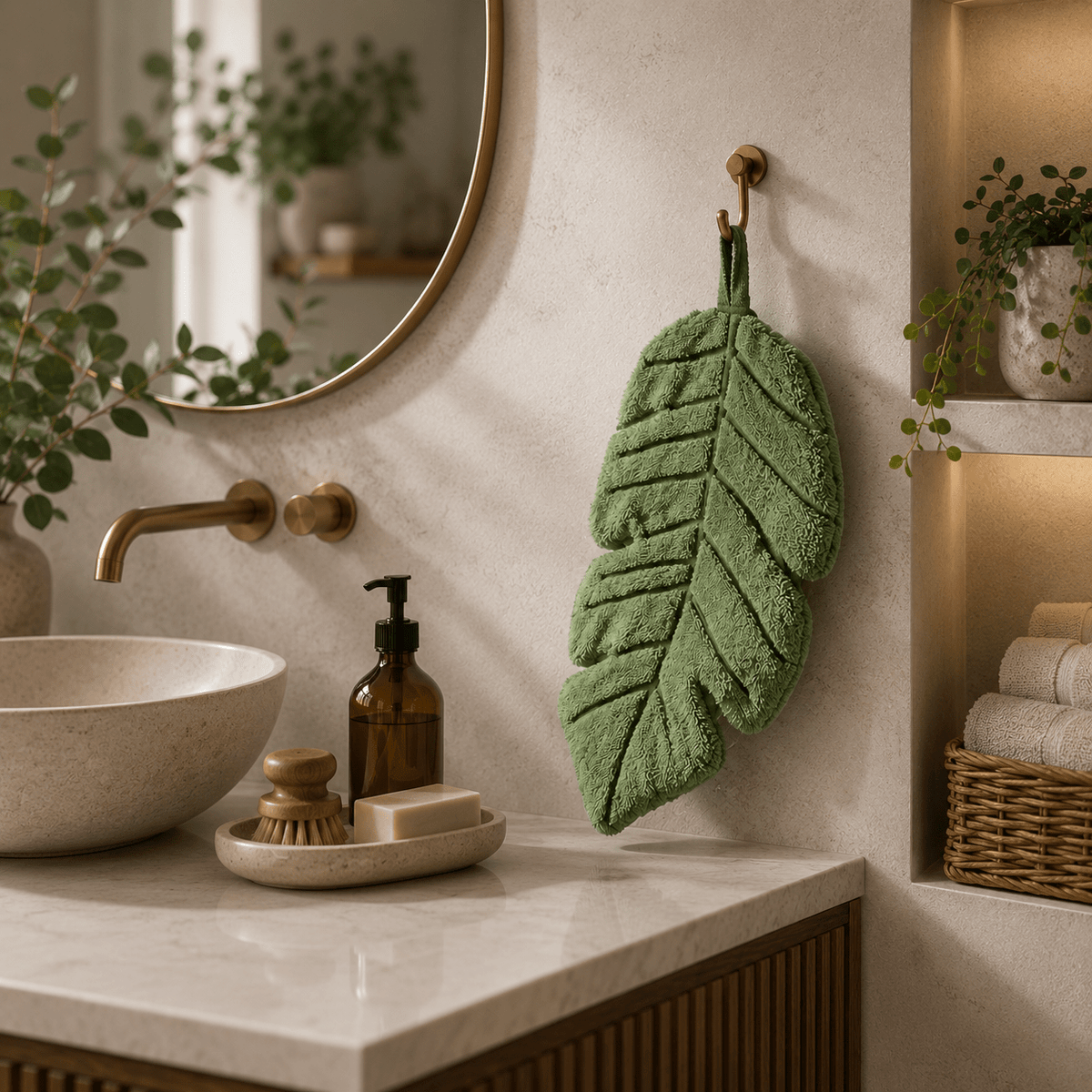 Sage Leaf - Leaf-Shaped Hanging Hand Towel - Urban Alcove