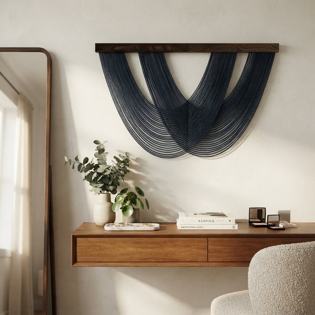 Large Woven Macrame Wall Hanging Tapestry - Nordic Style, Cotton Rope Wall Art, Boho Chic