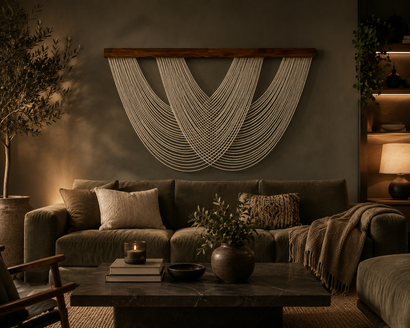 Large Woven Macrame Wall Hanging Tapestry - Nordic Style, Cotton Rope Wall Art, Boho Chic