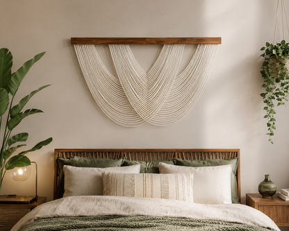 Large Woven Macrame Wall Hanging Tapestry - Nordic Style, Cotton Rope Wall Art, Boho Chic