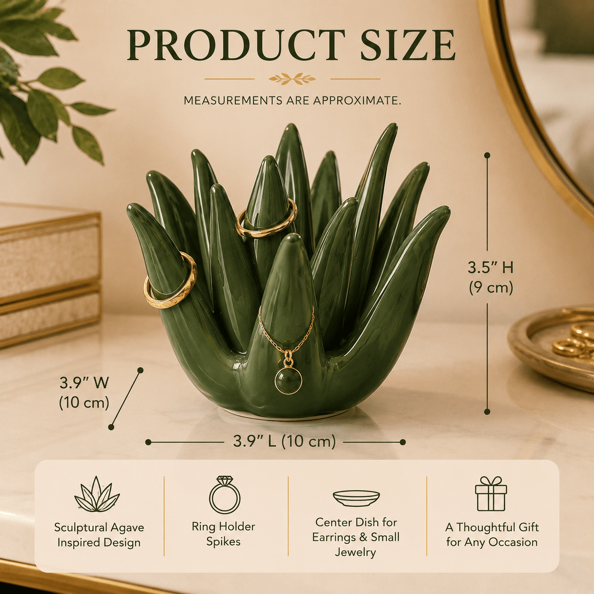 Agave Bloom - Ceramic Cactus Ring Holder - Urban Alcove