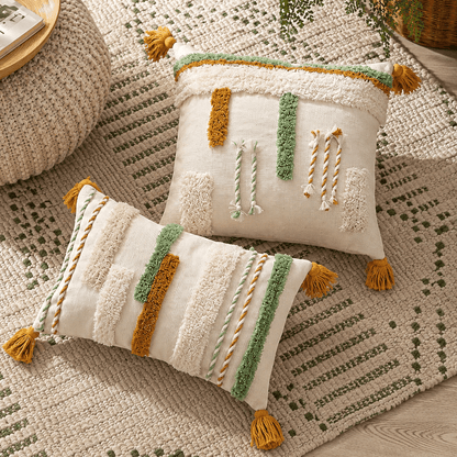 Dune Fringe – Textured Tufted Pillow Cover - Urban Alcove