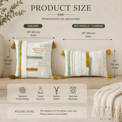 Willow Fringe - Textured Tufted Pillow Cover - Urban Alcove