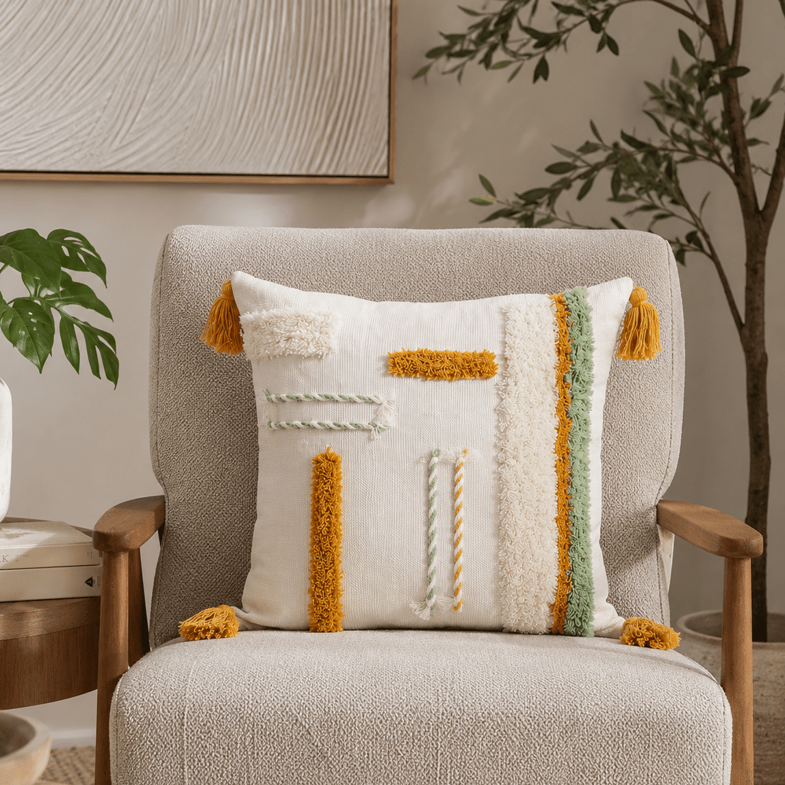 Dune Fringe – Textured Tufted Pillow Cover - Urban Alcove