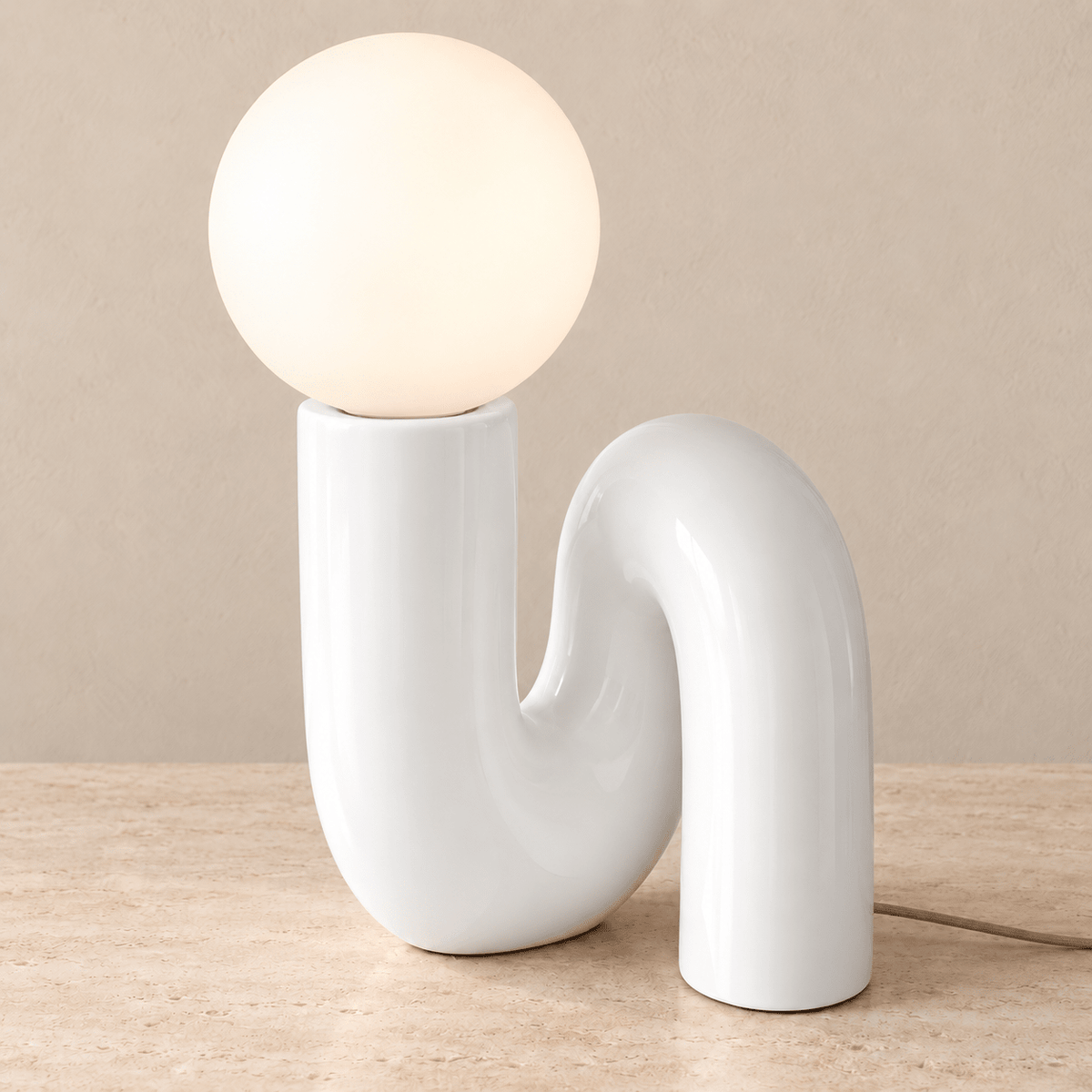 Solene - Globe Glass Table Lamp — White / Us in a clean warm-neutral product setting