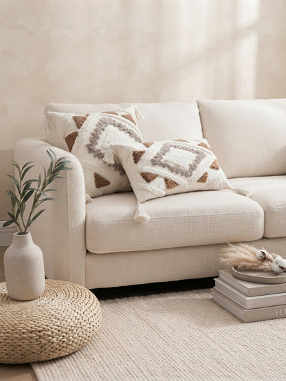 Boho Geometric Tufted Throw Pillow Cover - Textured Moroccan Cushion Cover
