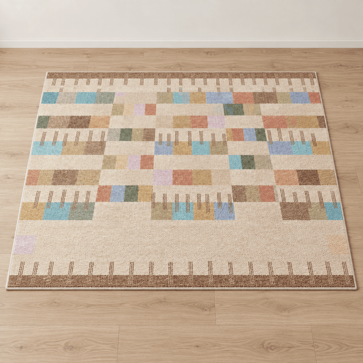 Miro - Abstract Transitional Area Rug — Mosaic Blocks / 80X120Cm in a clean warm-neutral product setting
