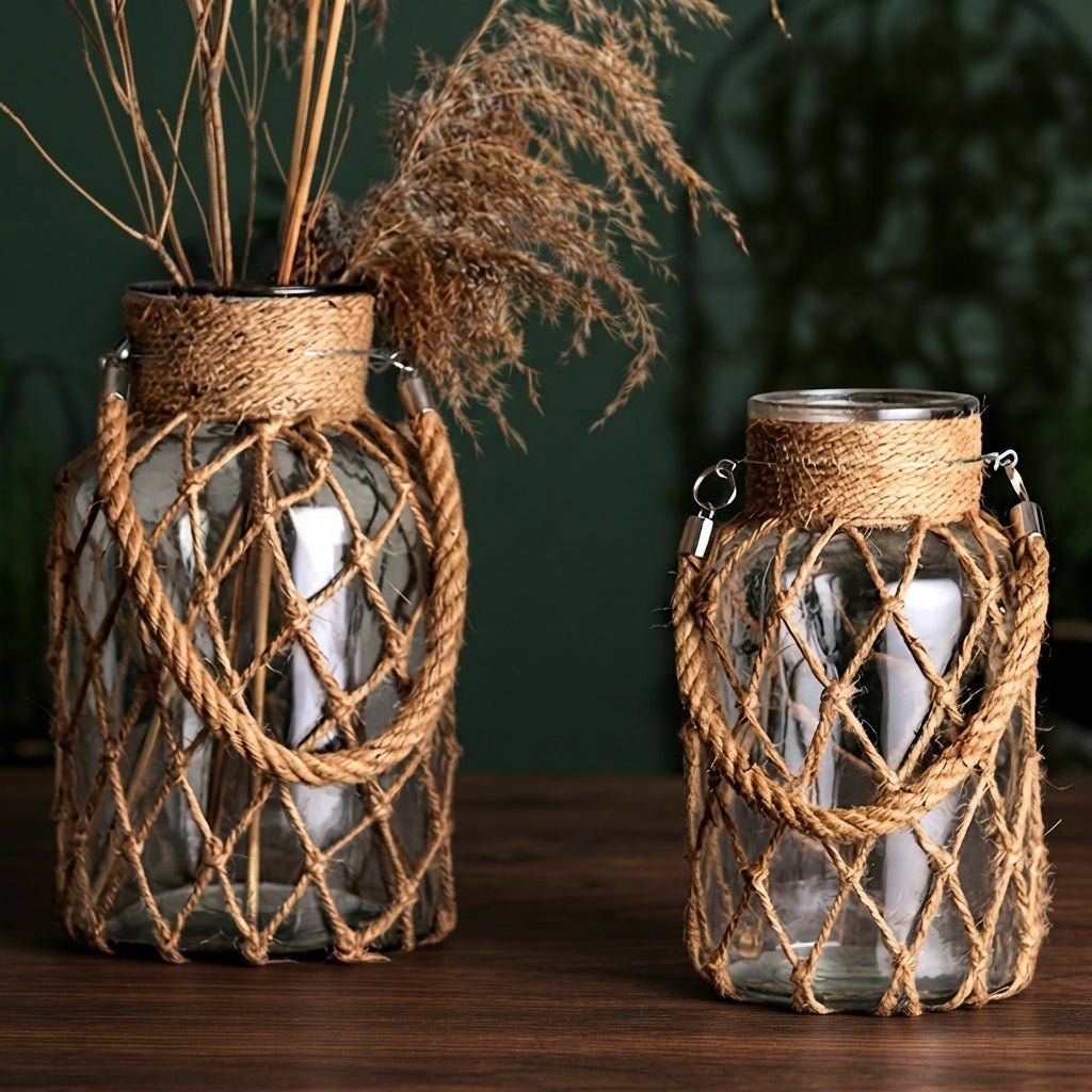 Marina - Jute-Wrapped Glass Vase - Urban Alcove