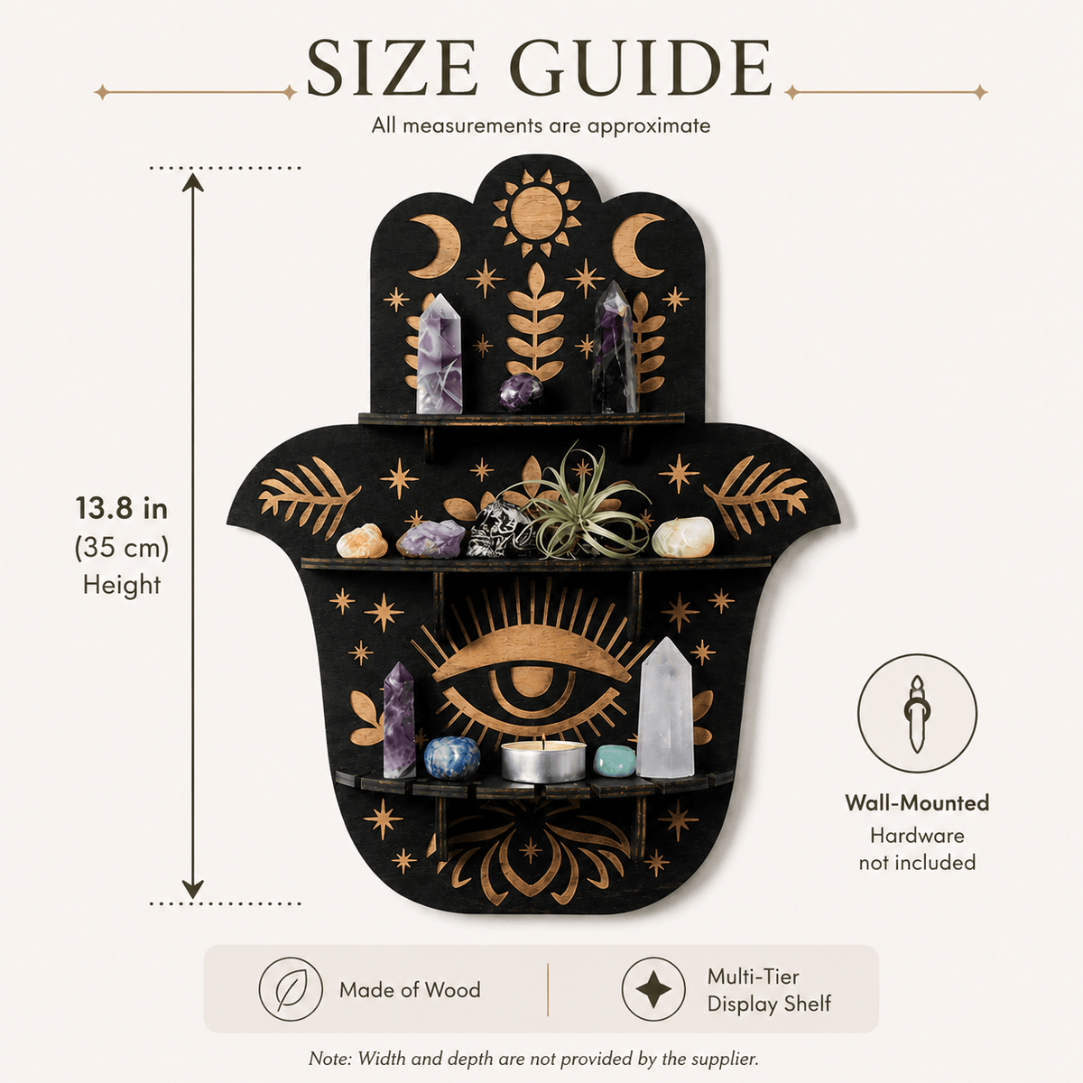 Hamsa Shelf - Mystical Crystal Wall Shelf - Urban Alcove