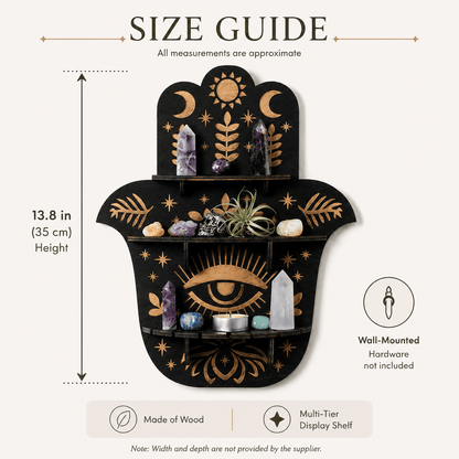 Hamsa Shelf - Mystical Crystal Wall Shelf - Urban Alcove
