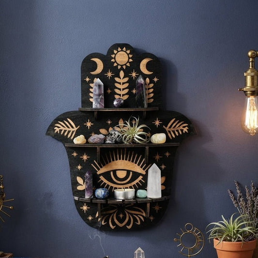 Hamsa Shelf - Mystical Crystal Wall Shelf - Image