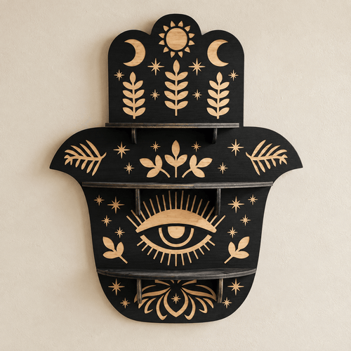 Hamsa Shelf - Mystical Crystal Wall Shelf