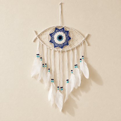 Nazar - Boho Evil Eye Dream Catcher — White in a clean warm-neutral product setting