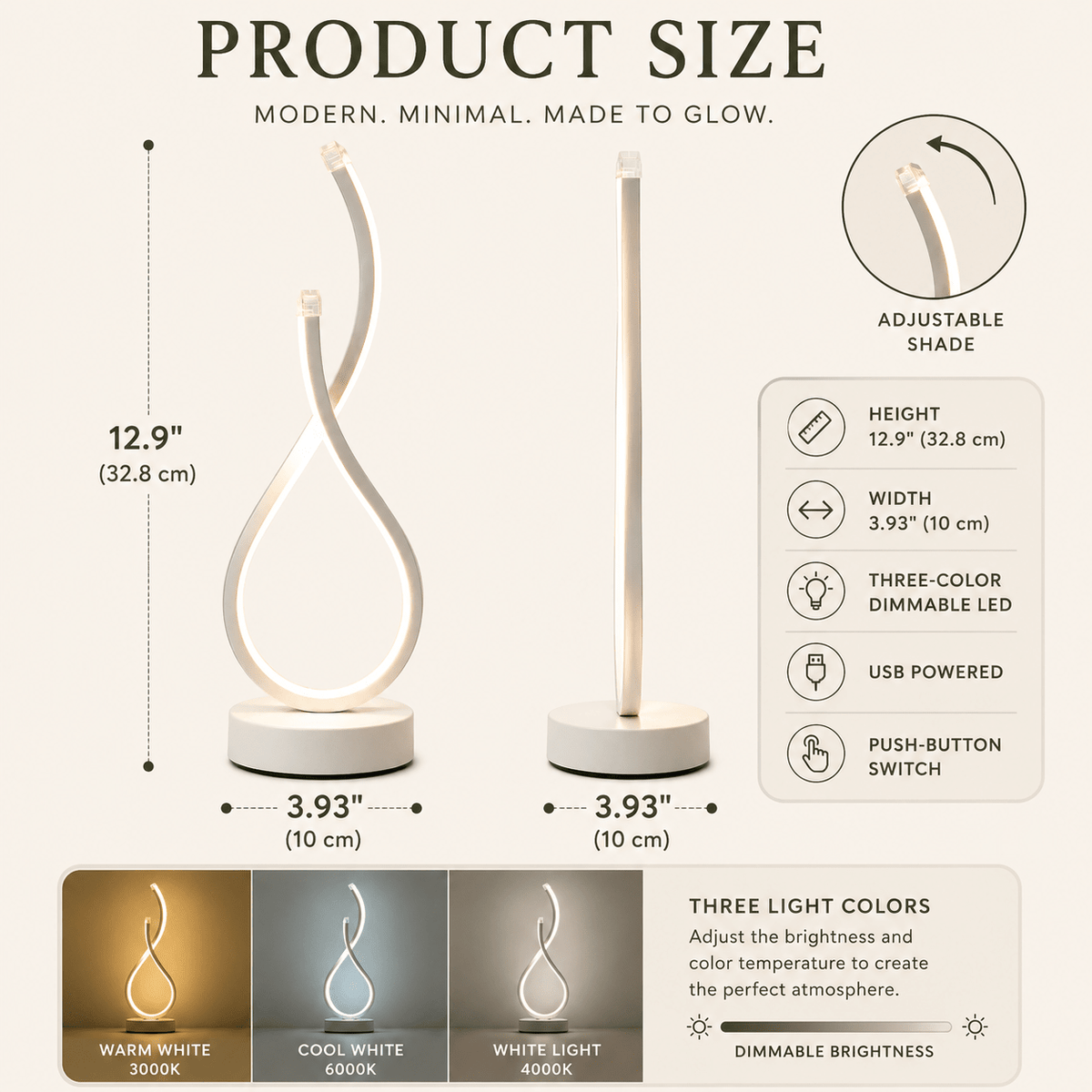 Luma Arc - Modern Dimmable LED Table Lamp - Urban Alcove