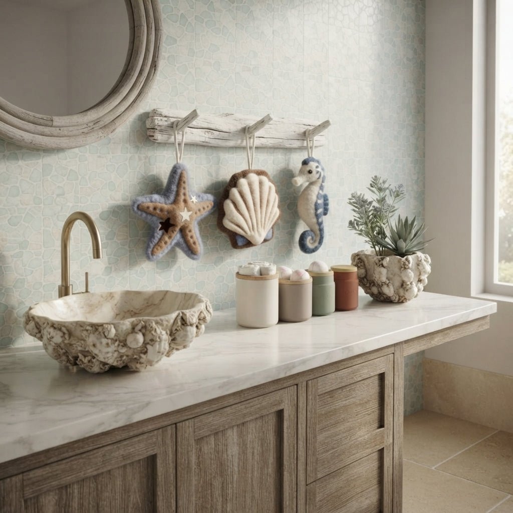 Coastal Tide - Ocean Shell & Starfish Hand Towel - Urban Alcove