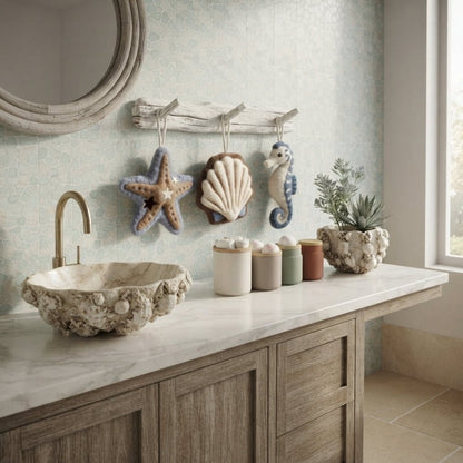 Coastal Tide - Ocean Shell & Starfish Hand Towel - Urban Alcove