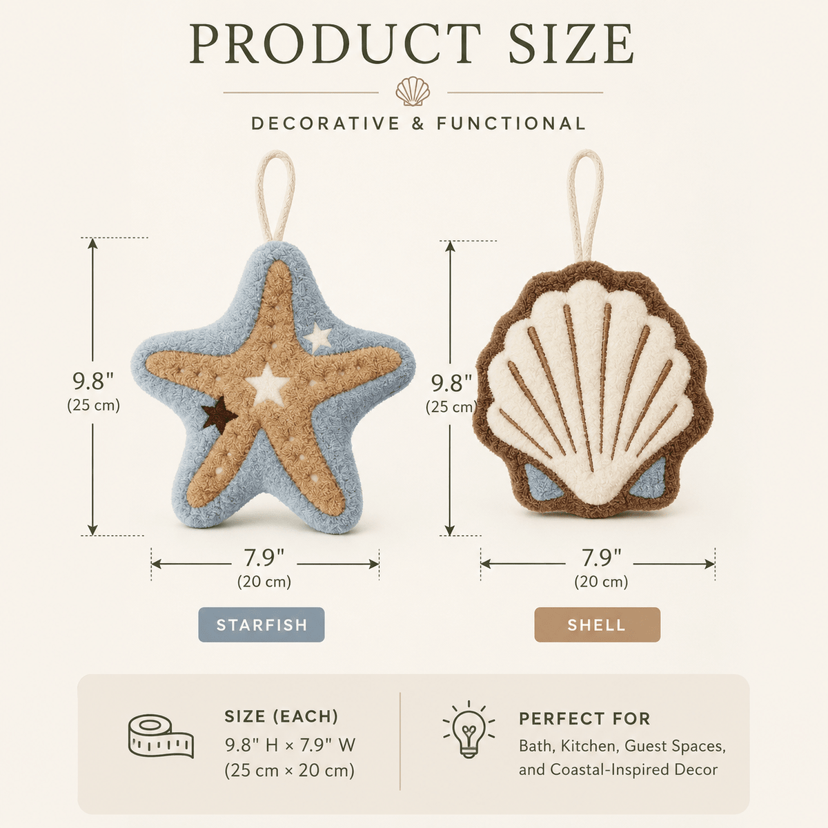 Coastal Tide - Ocean Shell & Starfish Hand Towel - Urban Alcove