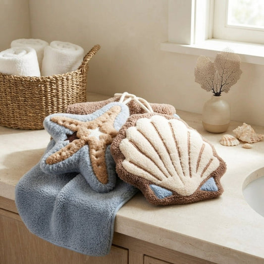 Coastal Tide - Ocean Shell & Starfish Hand Towel - Image