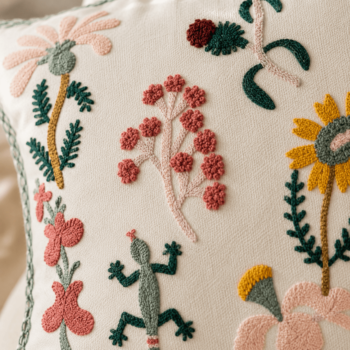 Rosalie Bloom - Embroidered Floral Cushion Cover - Urban Alcove