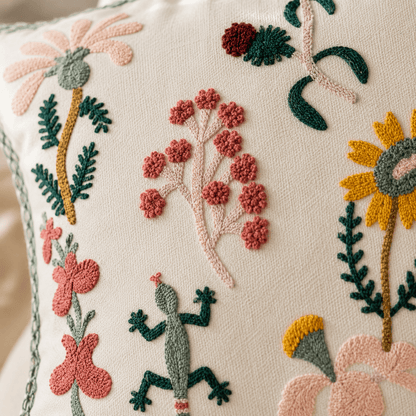 Rosalie Bloom - Embroidered Floral Cushion Cover - Urban Alcove