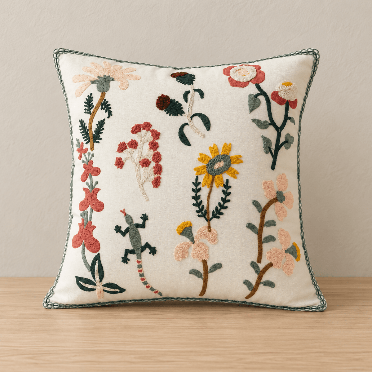 Rosalie Bloom - Embroidered Floral Cushion Cover - Urban Alcove