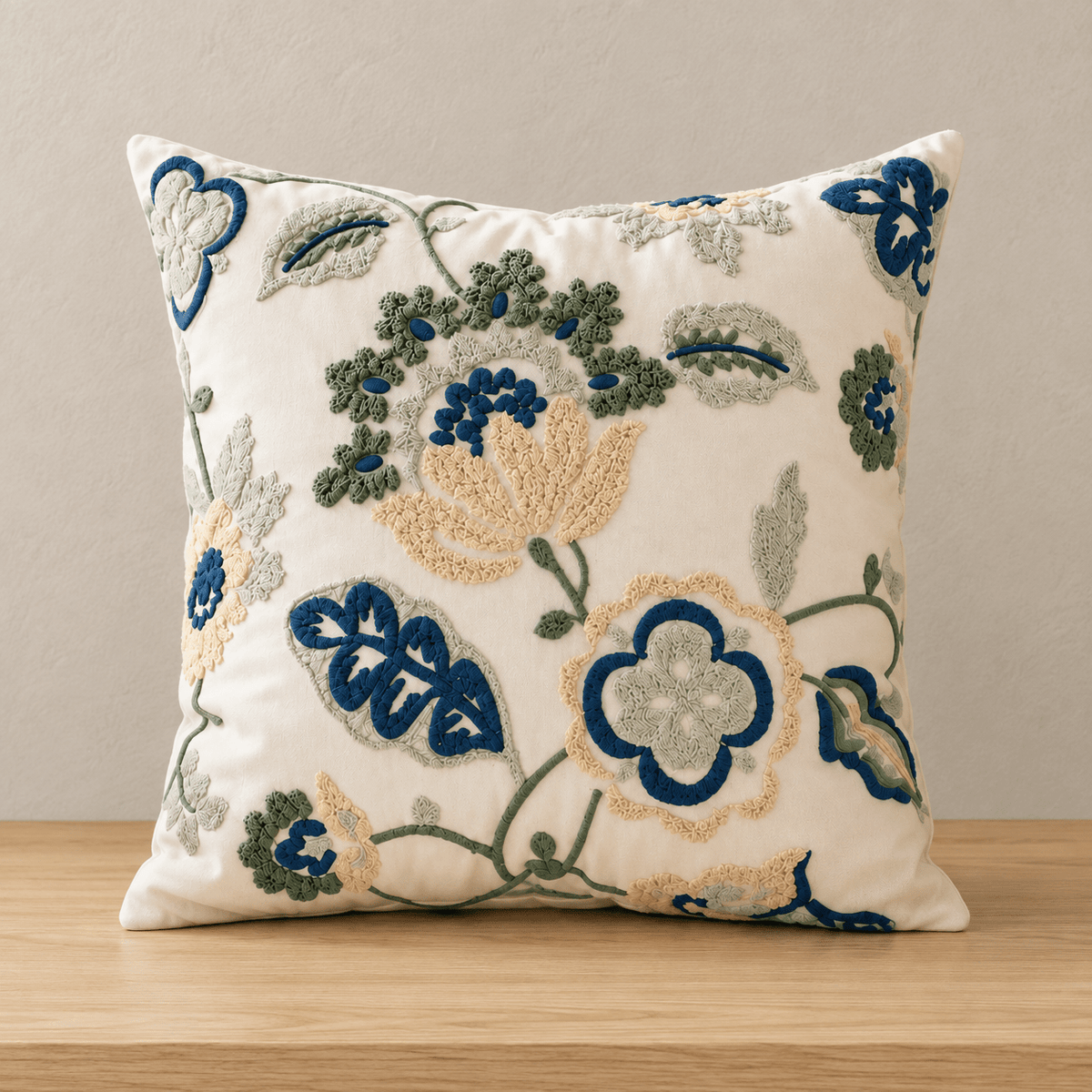 Rosalie Bloom - Embroidered Floral Cushion Cover - Urban Alcove