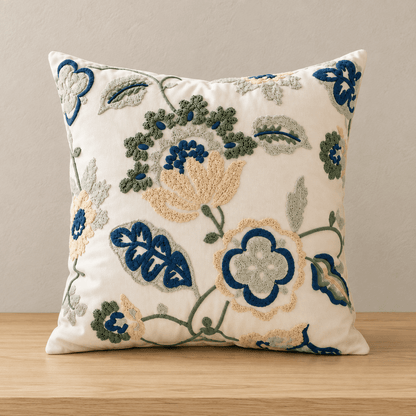 Rosalie Bloom - Embroidered Floral Cushion Cover - Urban Alcove
