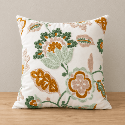Rosalie Bloom - Embroidered Floral Cushion Cover - Urban Alcove