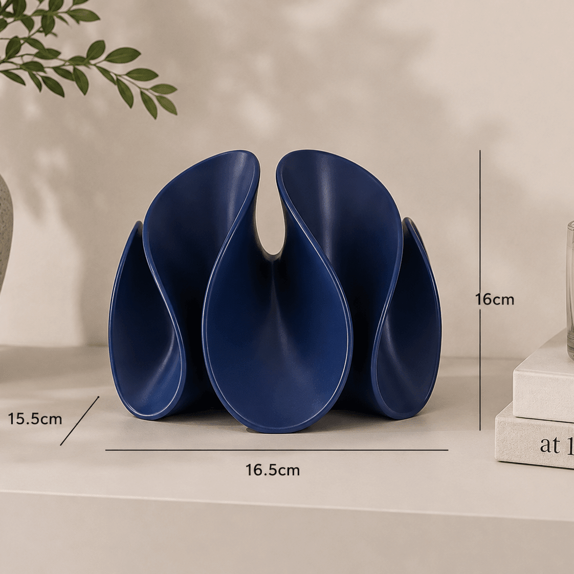 The Petal Flow - Abstract Resin Decorative Sculpture in a clean warm-neutral product setting