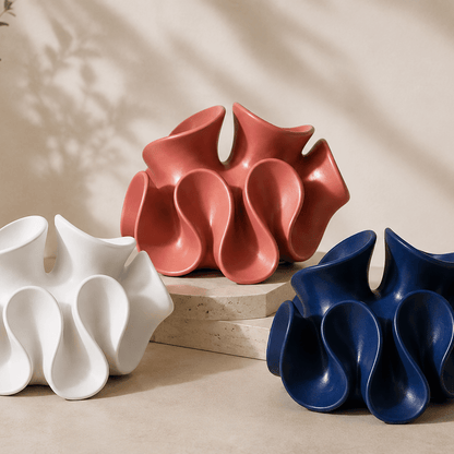 The Petal Flow - Abstract Resin Decorative Sculpture in a clean warm-neutral product setting