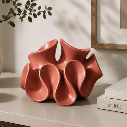 The Petal Flow - Abstract Resin Decorative Sculpture in a clean warm-neutral product setting
